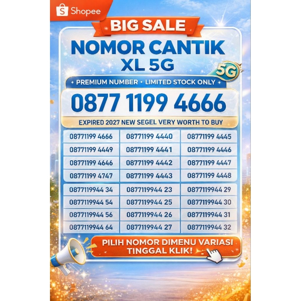 Nomor Cantik Kartu Perdana XL 4G 5G Segel