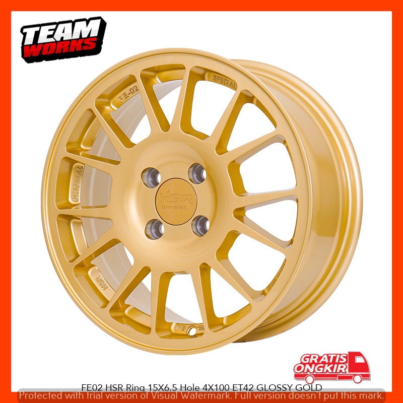PAKETAN PELEK PLUS BAN RING 15 MOBIL BRIO AGYA CALYA HSR TYPE FE02 LEBAR 6,5 PCD 4X100 VELG R15 GOLD