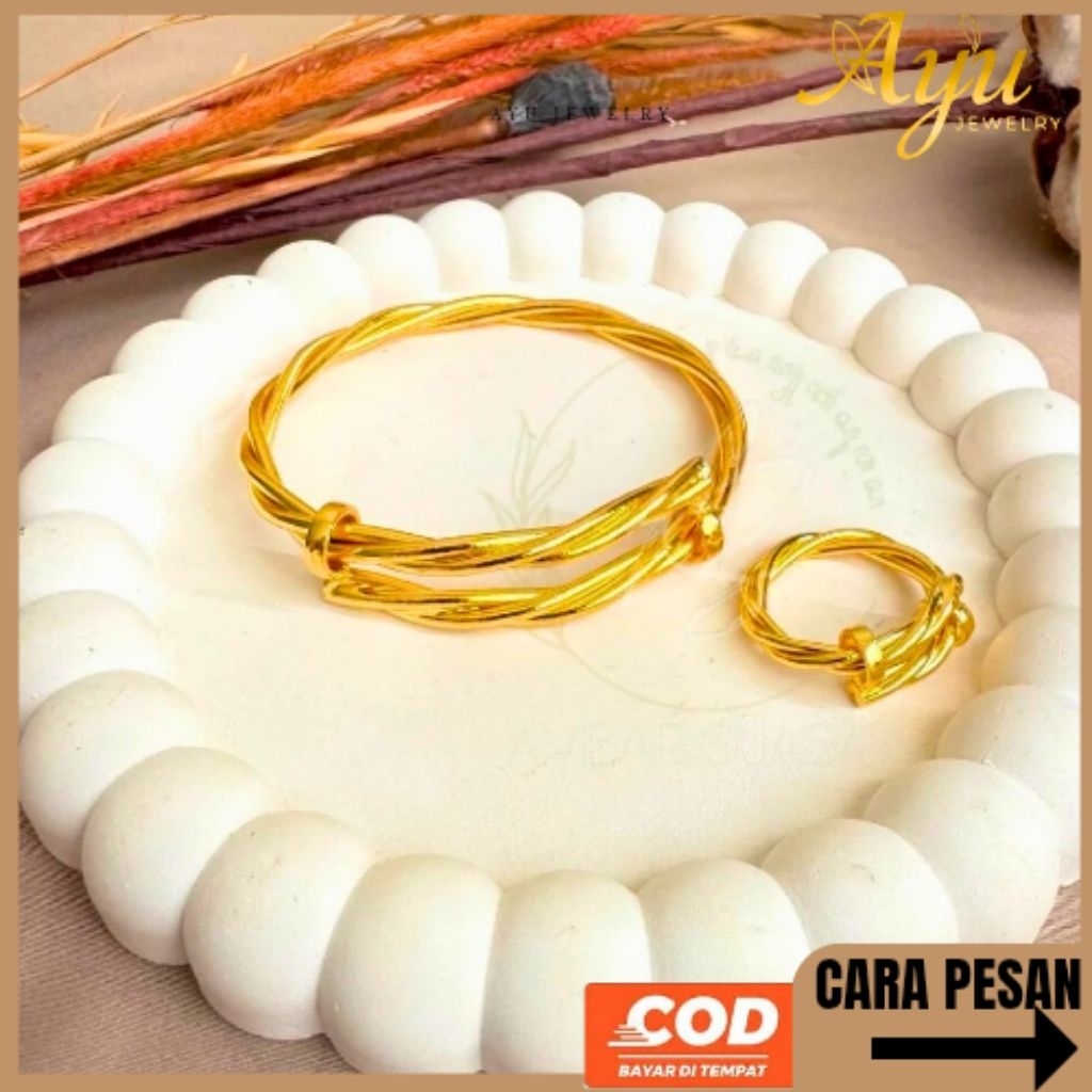 Gelang Ulir Cincin Ulir Anak/ Dewasa Emas Titanium Gelang Aceh