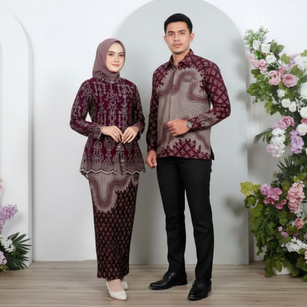 Setelan kebaya Couple SARITA Terlaris / Kebaya Kondangan Couple Pasangan Modern Kekinian / Set Kebay