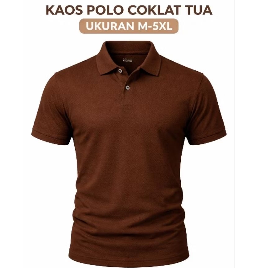 kaos polo coklat tua - polo shirt - kaos kerah cokelat tua