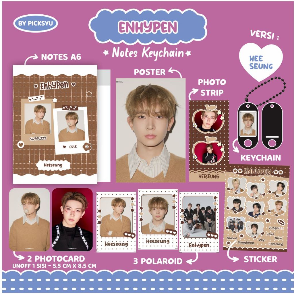 ENHYPEN - ANNIVERSARY - COKLAT II BUKU CATATAN - STICKER - PHOTOCARD UNOFF  II FANKIT ENHYPEN