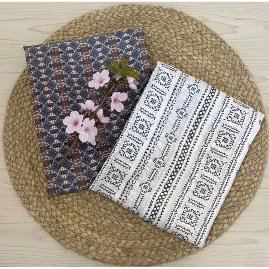 kain katun silky slub motif etnik