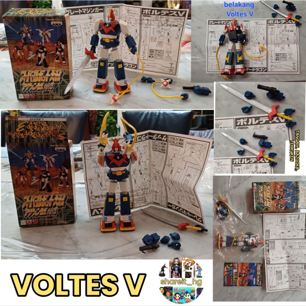 Voltes V, banpresto (original), bahan PVC, bisa gerak, tinggi 14 cm