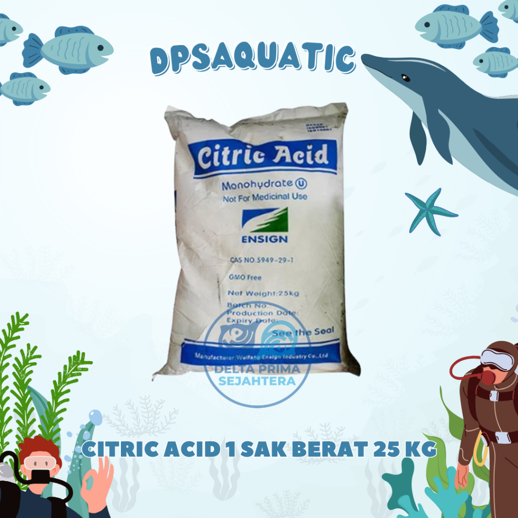 CITRIC ACID 1 SAK BERAT 25 KG - Food Grade, Citrun, Asam Sitrat Dan Pembuatan Manisan.