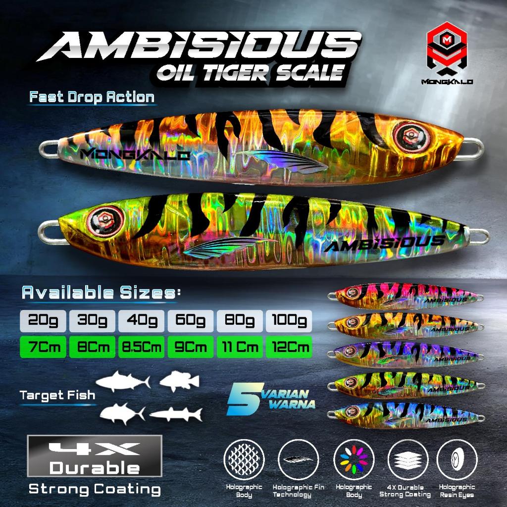Metal Jig MONGKALO AMBISIOUS Tiger Motif Minyak Ukuran 20 gram 30 gram 40gram 60 gram 100g - Umpan P