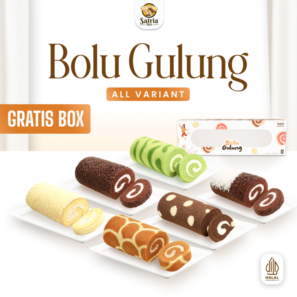 [Satria Roti] Bolu Gulung Premium Lembut / Roll Cake / Bolgu