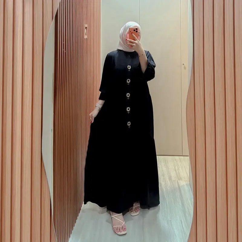 Evi Dress Gamis Rayon Twill Motif Bordil Bunga