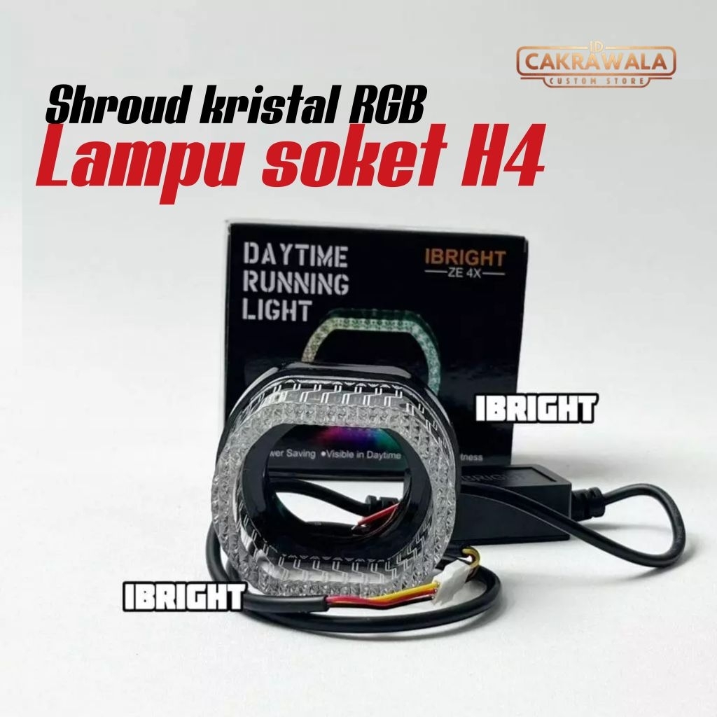 IBRIGHT H4 Shroud RGB-Shroud Akrilik Kristal RGB Lampu Soket H4