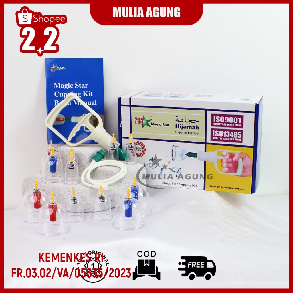 Kop Angin Isi 12 Kop Original Murah Tebal Lengkap / Alat Bekam isi 12 pcs Magic Star Cupping Therapy