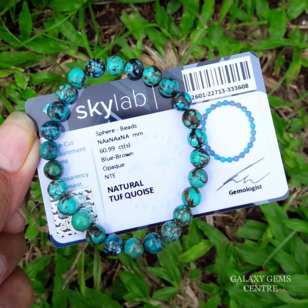 Natural Turquoise Gelang Batu Akik Pirus No Treatment NTE Include Certificate Memo