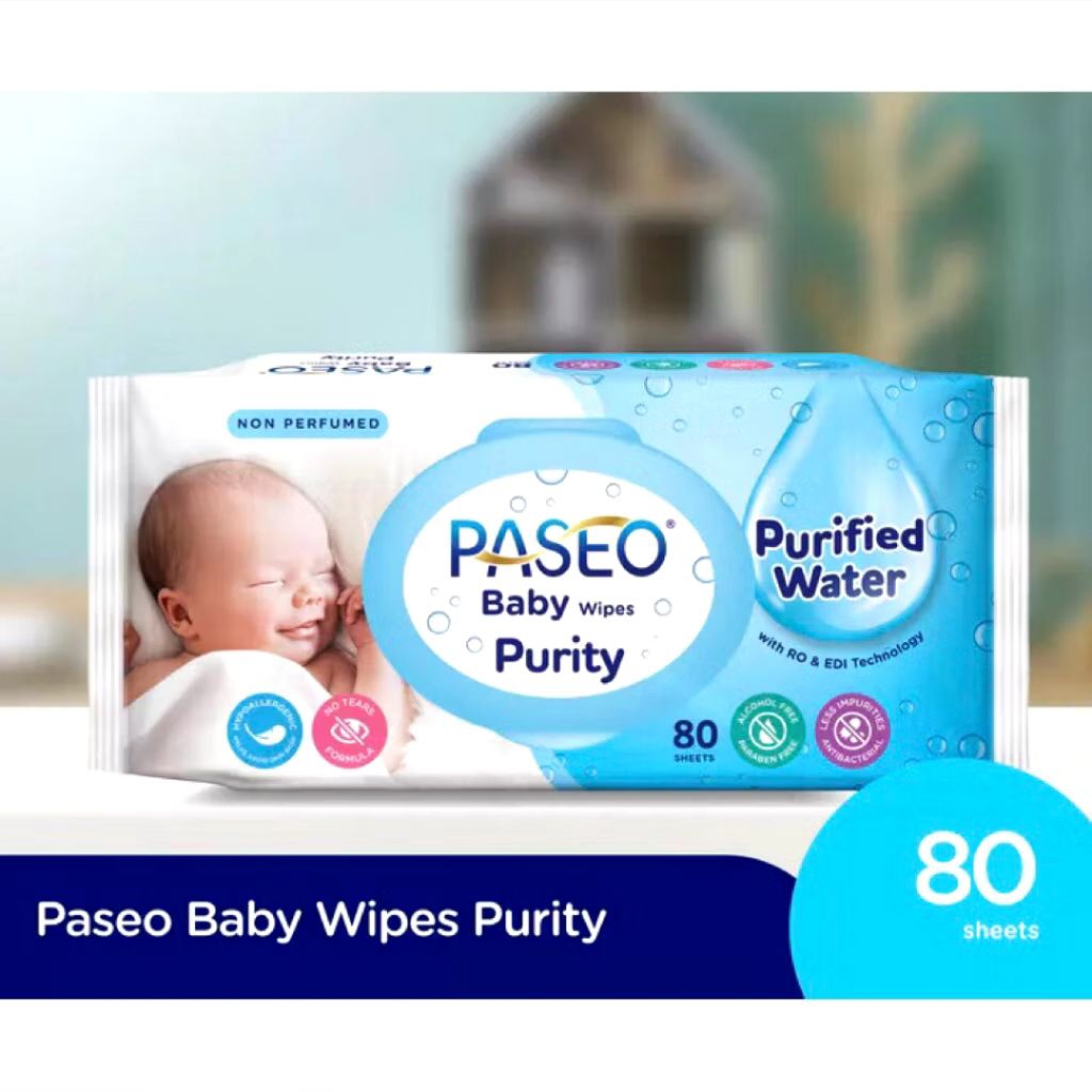 PASEO Baby Wipes Purity - Purified Water 80s