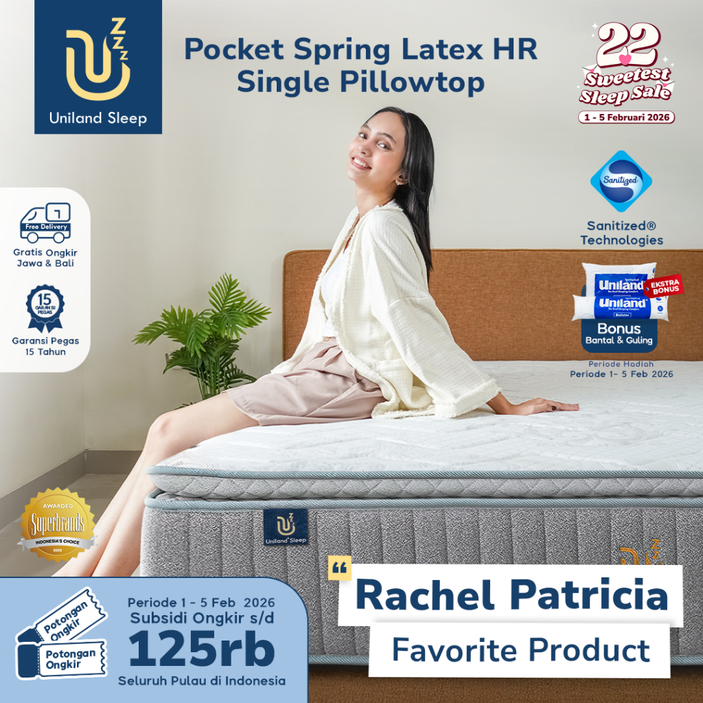 Uniland Sleep Kasur Pocket Spring Latex HR Single Pillowtop 30cm