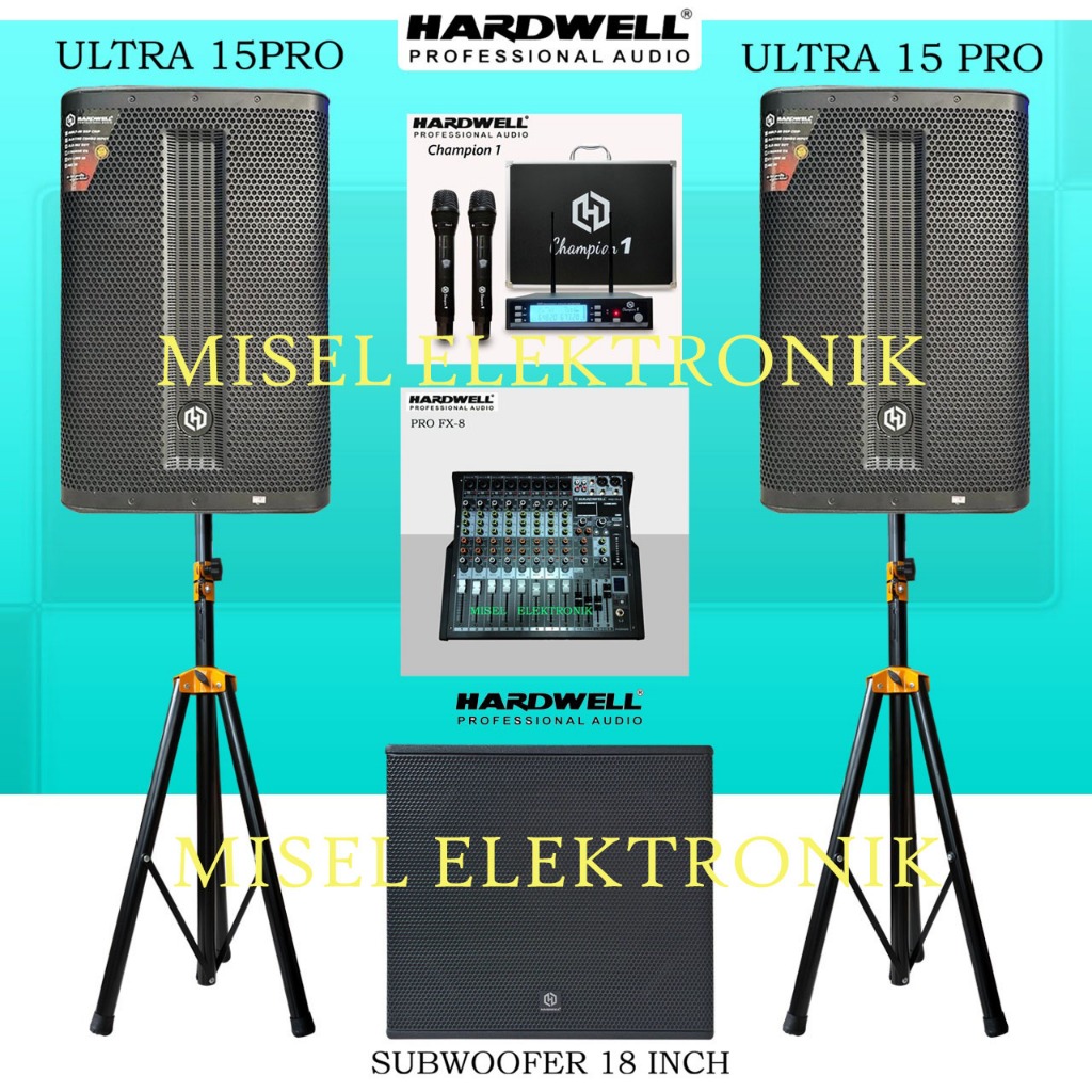 Paket Sound System Indoor Speaker Aktif 15 Inch Hardwell ULTRA 15PRO Subwoofer 18 Inch
