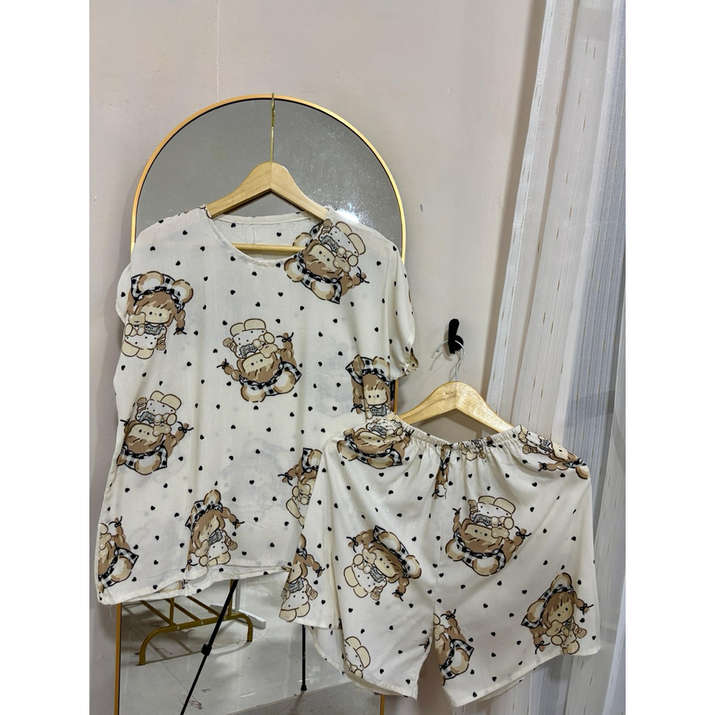 NESTUFF ONE SET OBLONG SETELAN RAYON PIYAMA RAYON BABYDOLL GROSIR DASTER JEMBER