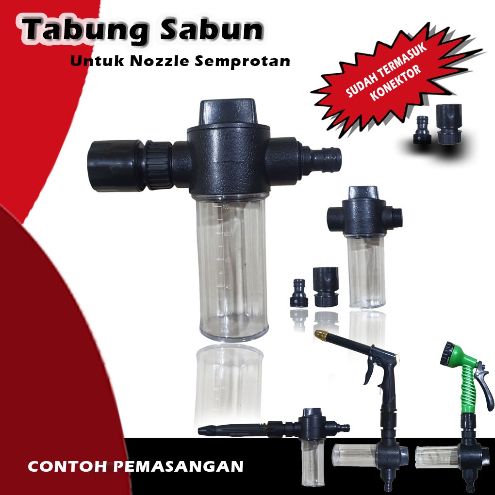 Tabung Salju Foam Semprotan Air Nozzle Spray Tabung Sabun Cuci Salju Semprotan Taman Motor Mobil - N