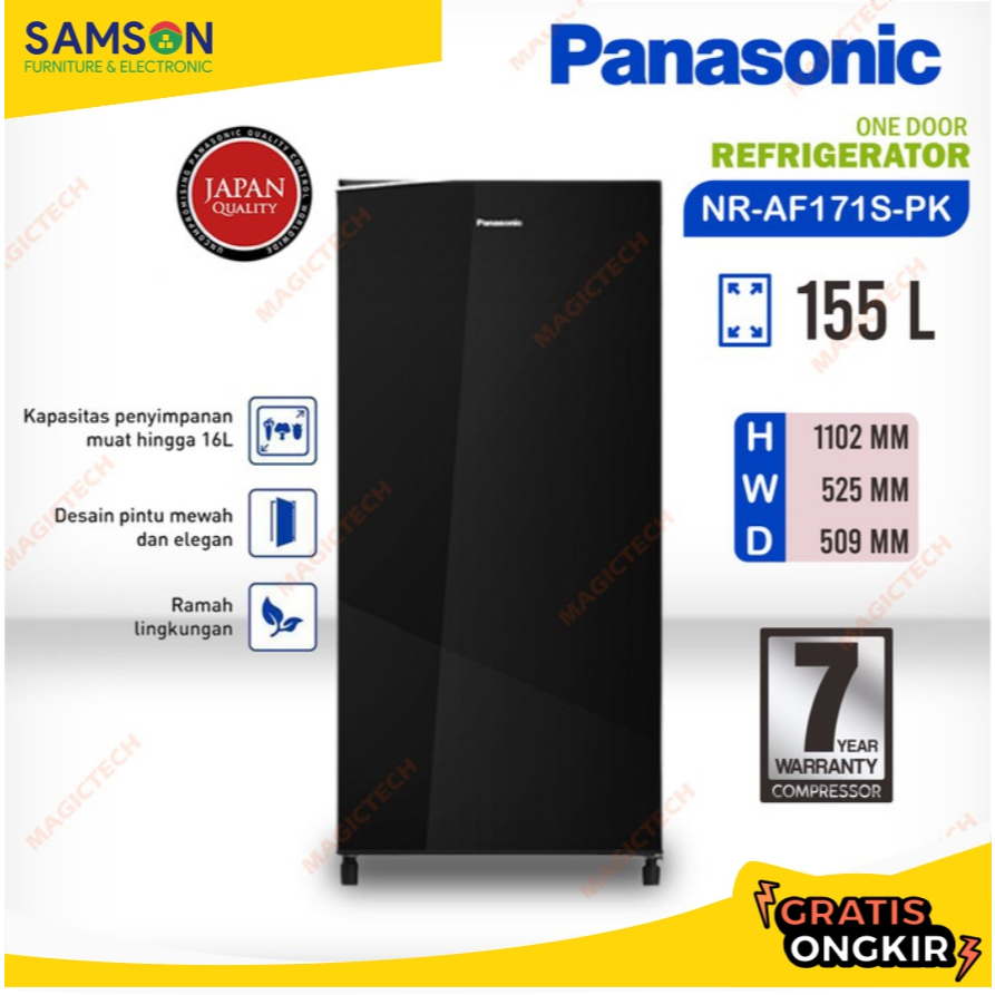 KULKAS 1 PINTU PANASONIC NR-AF171S-PK 155L - HITAM (NR-AF171S)