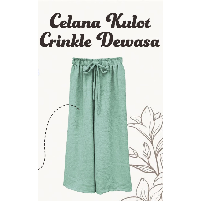 Celana Kulot Wanita Crinkle Airflow Warna Sage