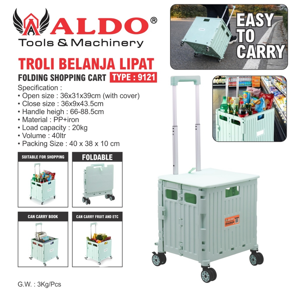 TROLI BELANJA LIPAT 9121  / FOLDING SHOPPING CART / TROLI LIPAT BELANJA PORTABLE / TROLI KERANJANG L