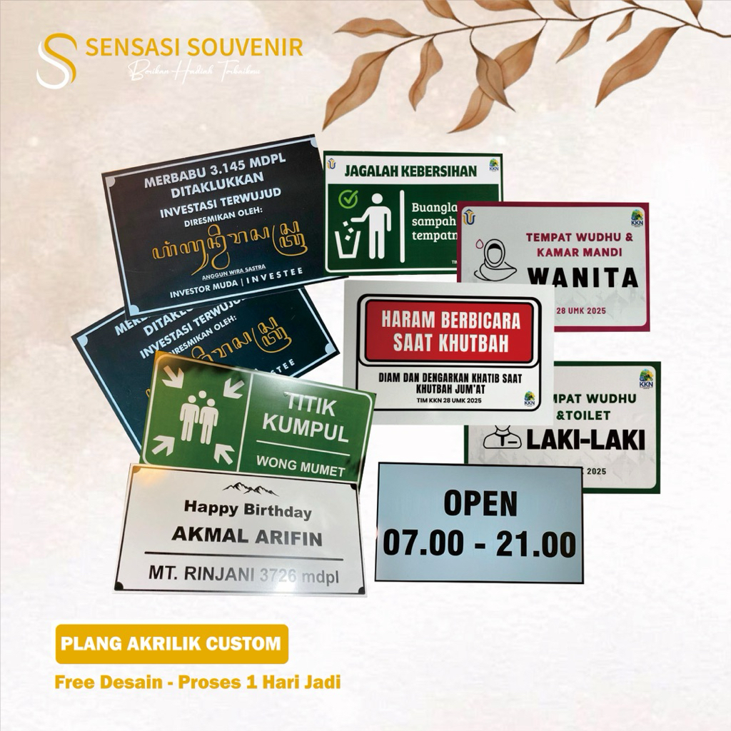 Plang Akrilik Custom Ucapan Ulangtahun Wisuda Pernikahan