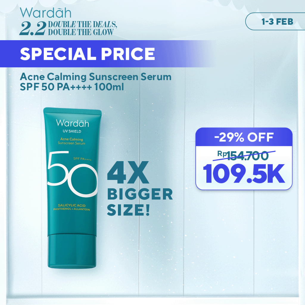 Wardah Sunscreen UV Shield Acne Calming Serum SPF 50 PA++++ 25ml 40 ml 100ml - Sunscreen Wajah Mered