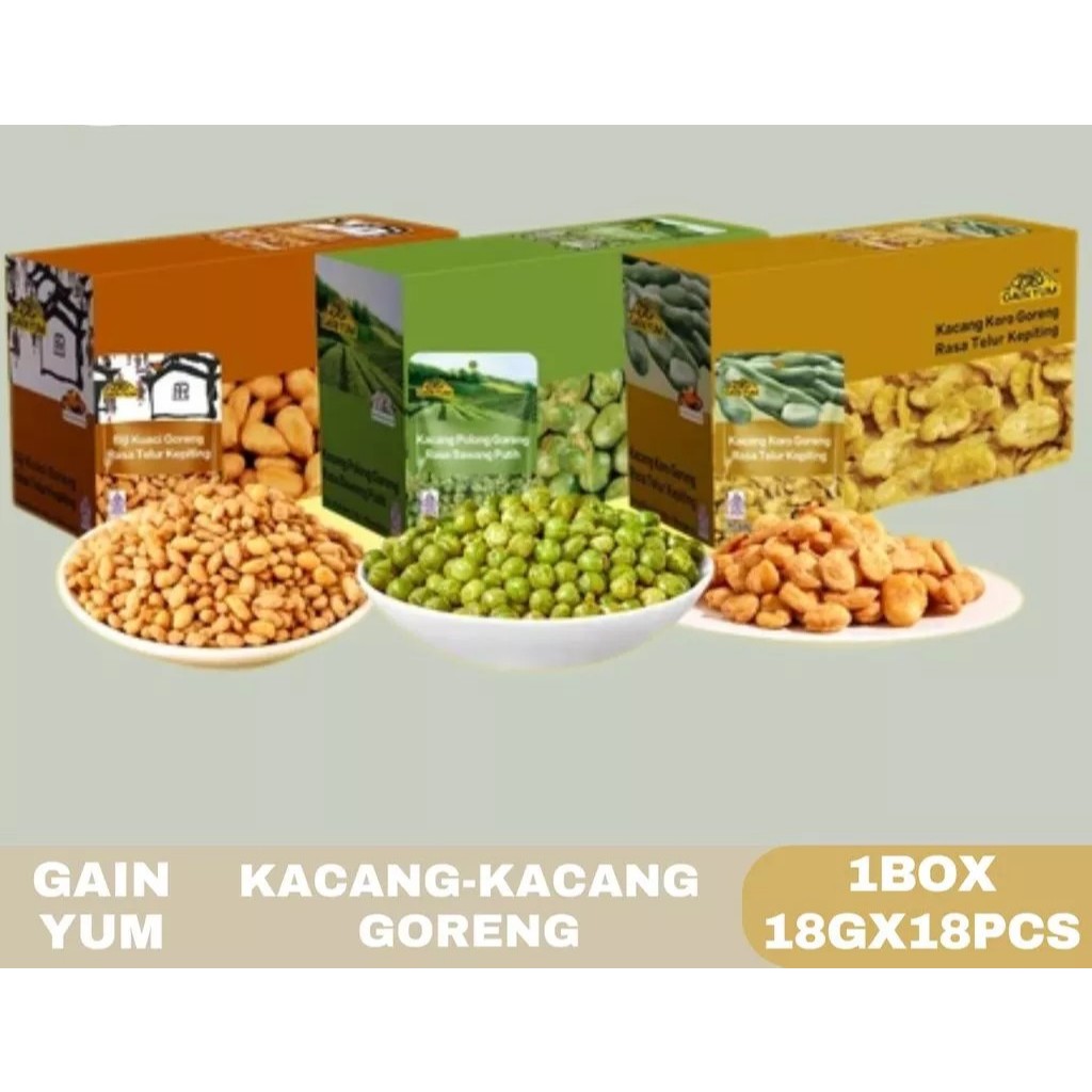 Gain Yum Kuaci Kupas Rasa Telur Kepiting - Kacang Polong Rasa Bawang Putih - Kacang Koro Rasa Telur 