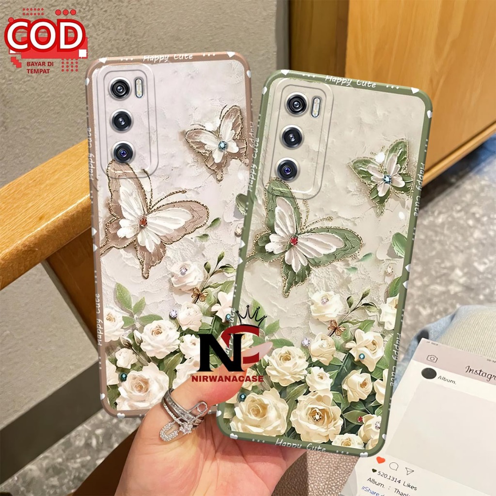 Cassing Hp Vivo V20SE - Case Vivo V20 - Case V21E  - Case Vivo V21 4G - 5G Motif Bunga Kupu - Kupu F