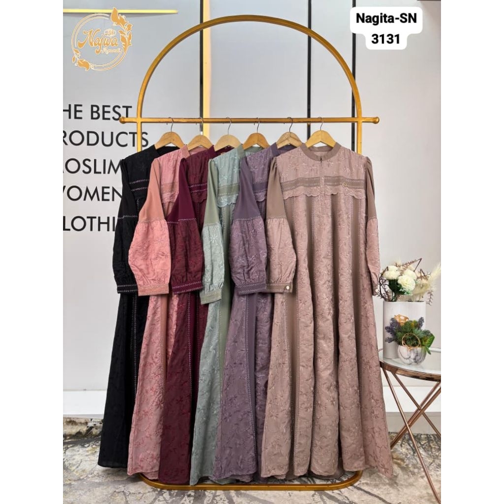 GAMIS NAGITA KATUN BORDIR POLOS BY NAJWA