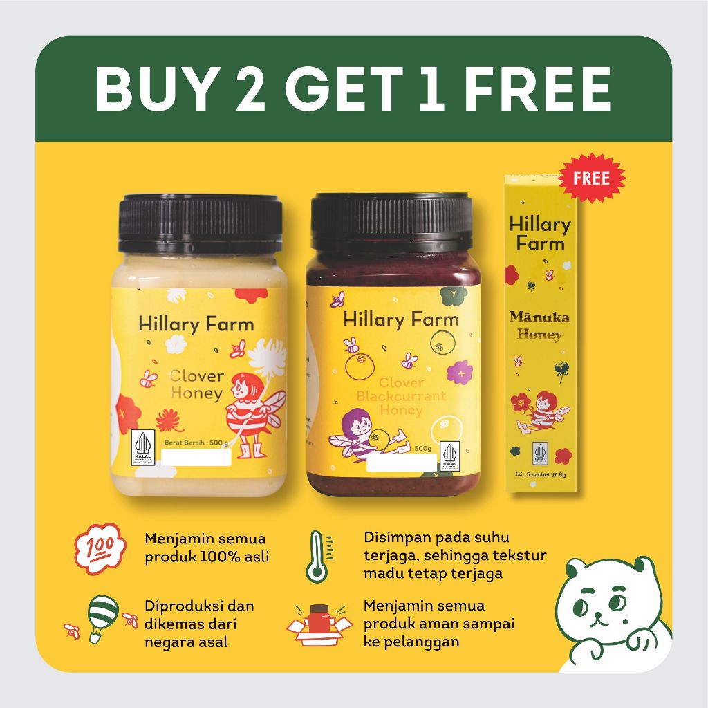 Clover Honey + Clover Blackcurrant Honey Free Madu