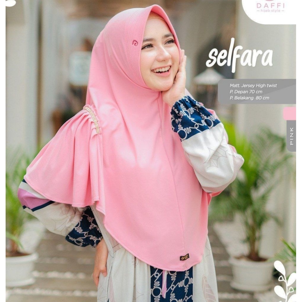DAFFI HIJAB - Selfara Bergo Instan Jersey High Twist Pad Antem Model Lipit Manik Kerudung Oval Premi