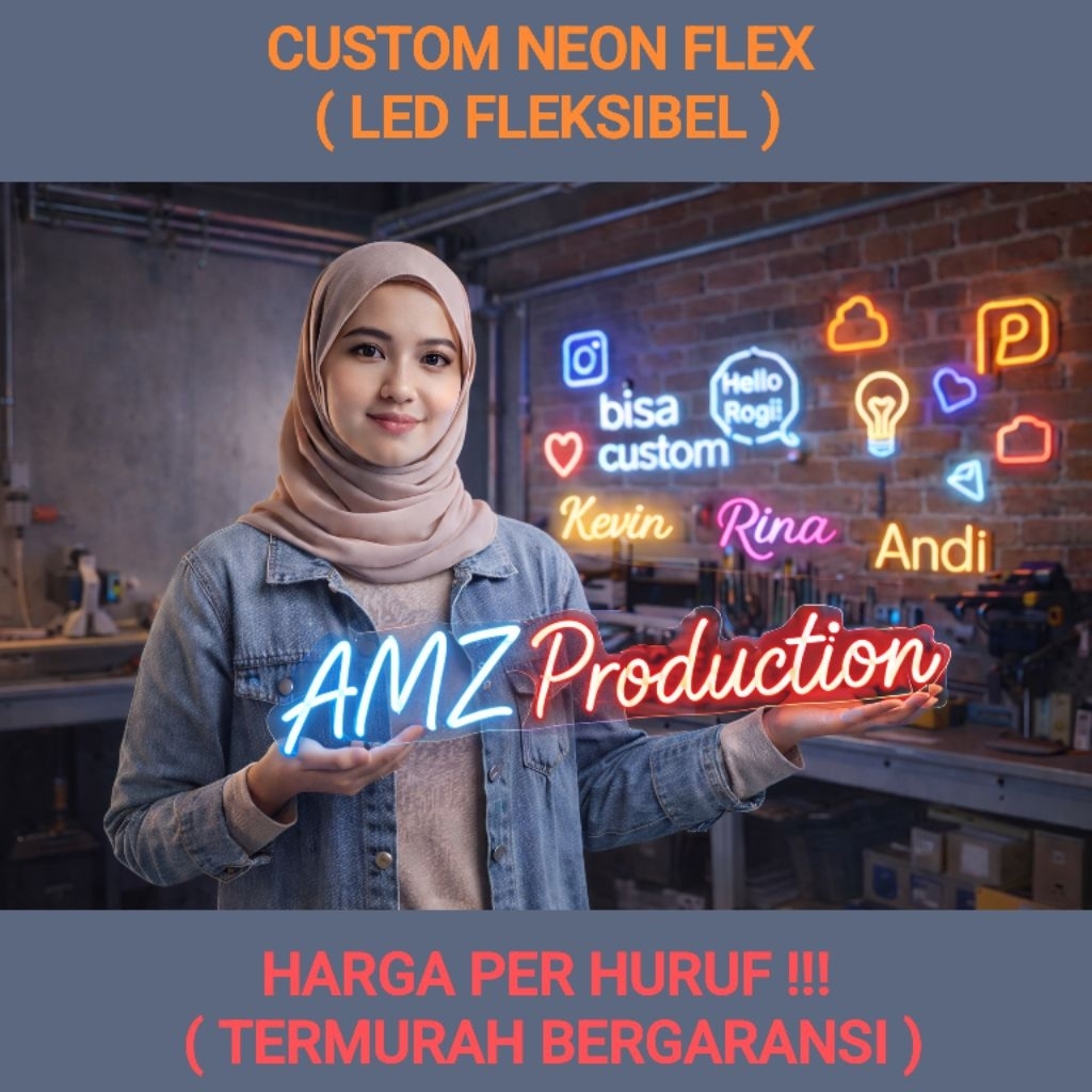 AMZ Promo Custom Lampu Nama Neon Flex Lampu Custom Nama Neon Sign Custom Nama Lampu Neon Aesthetic L