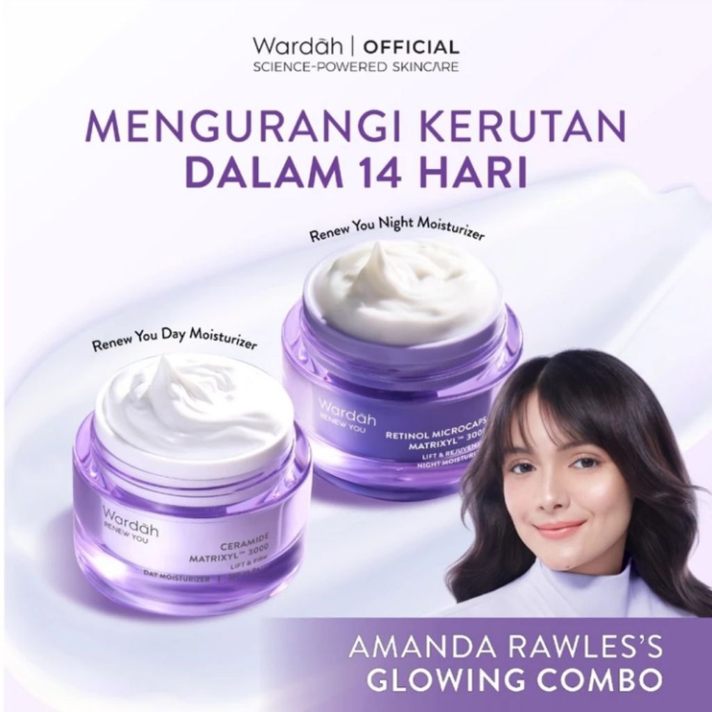 Wardah Renew You Anti Aging Day & Night Cream 30 gr | Krim Siang Malam Kulit Terlihat Muda Sehat Seg