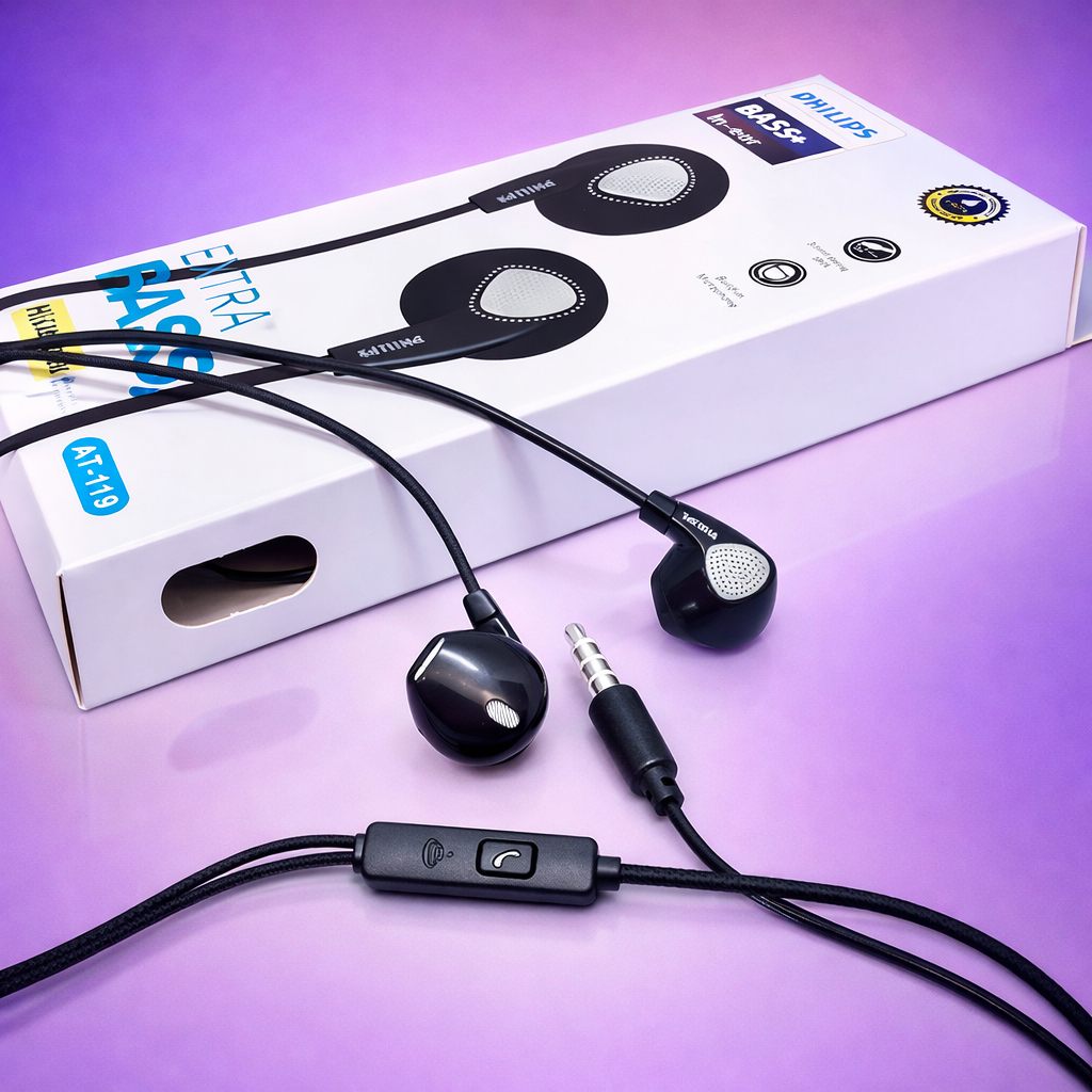 Earphone - Handsfree - Headset PHILIPS AT119 Extra BASS Proton Metallic Impressive Bass HF Universal