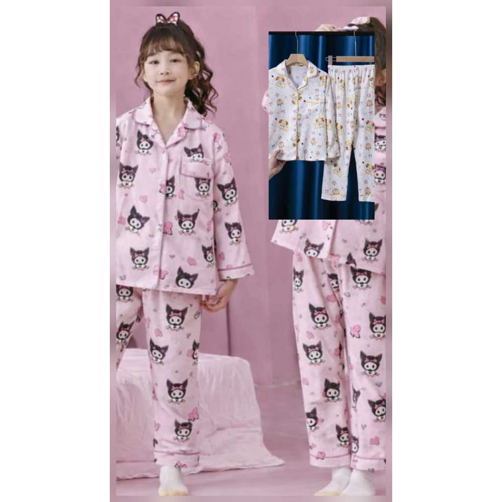 BAJU TIDUR PIYAMA PP 8 KAOS CRINKLE ANAK BALITA REMAJA TANGGUNG 4-15TAHUN KATUN IMPORT BERKUALITAS U