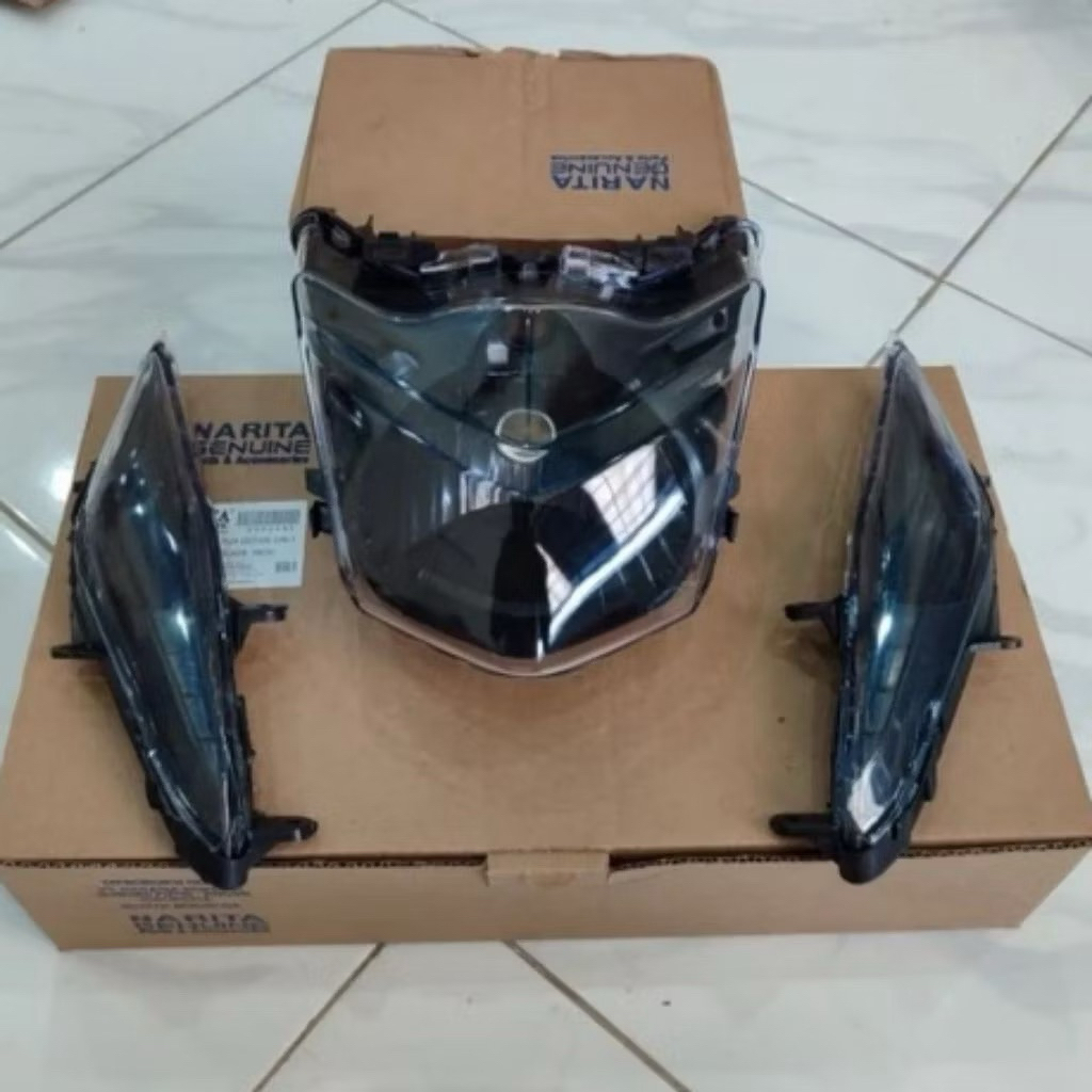 paket lampu depan beat karbu plus lampu sein depan beat karbu hitam reflektor lampu depan beat karbu