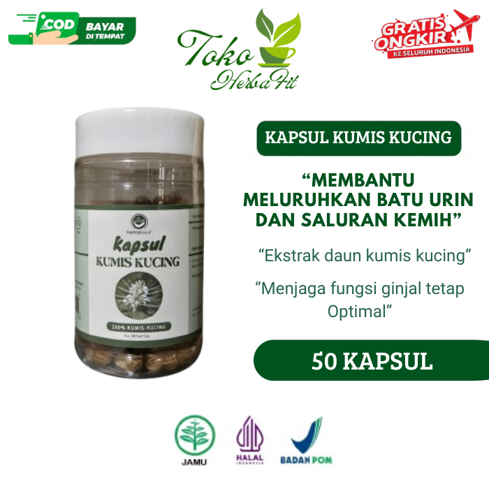 Kapsul Kumis Kucing 100% Murni / Obat Herbal Ginjal & Asam Urat / Isi 50 Kapsul