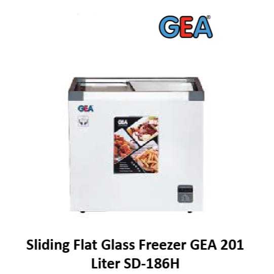 GEA SLIDING FLAT GLASS FREEZER SD-186H / Freezer Sliding Kaca SD186H