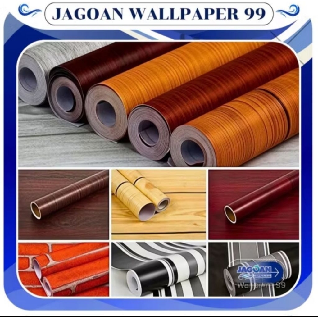 Wallpaper Stiker Dinding Motif Kayu Anti Air Lem Kuat Mudah Pasang