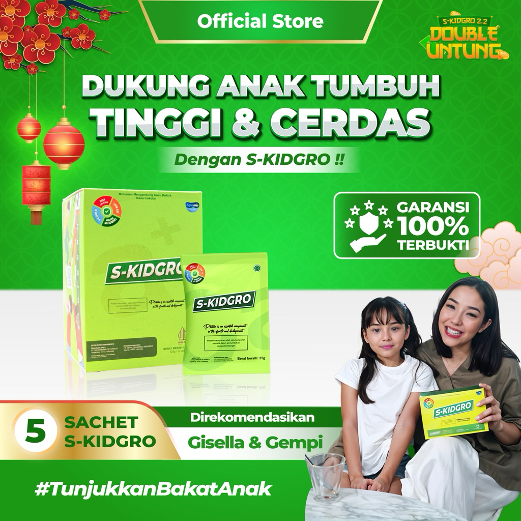 S-KIDGRO 5 SACHET – Susu Peninggi Badan Anak Usia  2–15 Tahun Tinggi Kalsium
