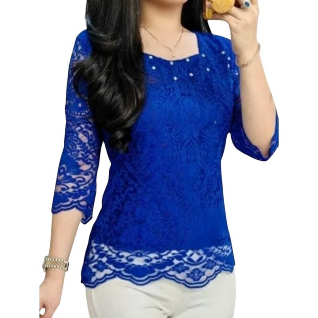 BF_Kebaya Brokat Premium Model Tangan Lurus Terbaru Kebaya Brokat Formal Atasan Kebaya