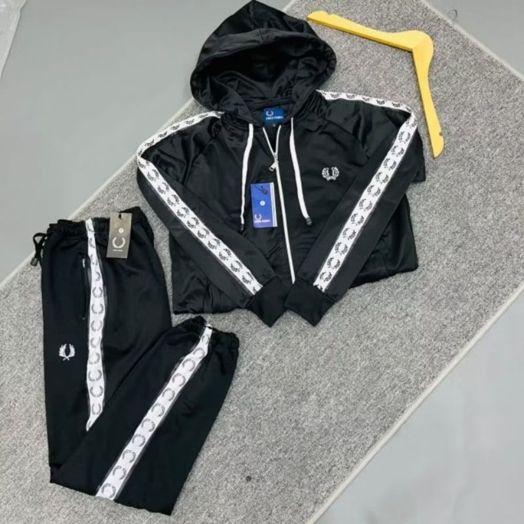 HOODIE ZIPPER TAPED F CELANA TRACKPANTS 1 SET