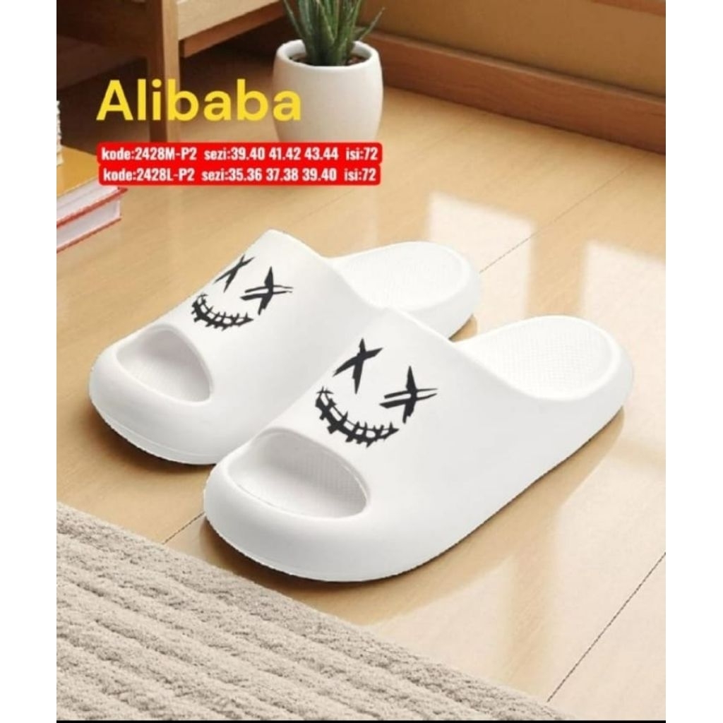 Alibaba Sandal Slop Putih Unsex