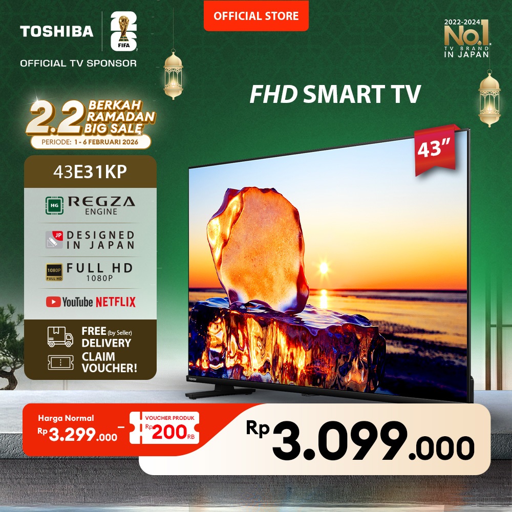 [FHD Smart TV] [KHUSUS ONLINE] Toshiba TV 43" FHD Smart TV - WIFI Netflix Disney+ Youtube Dolby Audi