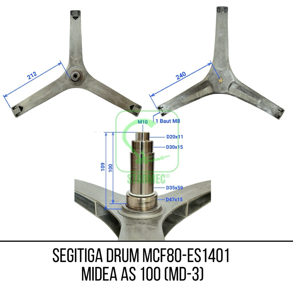 Segitiga Spider Drum Mesin Cuci Front Loading Midea Toshiba MFC90-ES1201 MFC90 ES1201