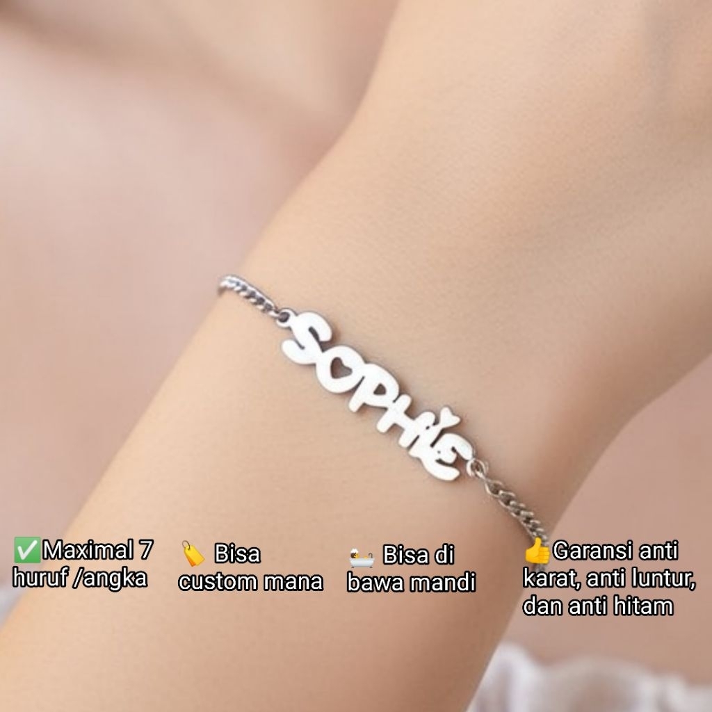 Gelang nama Wanita Gelang nama custom Gelang nama couple Gelang nama simpel Gelang nama personalisas