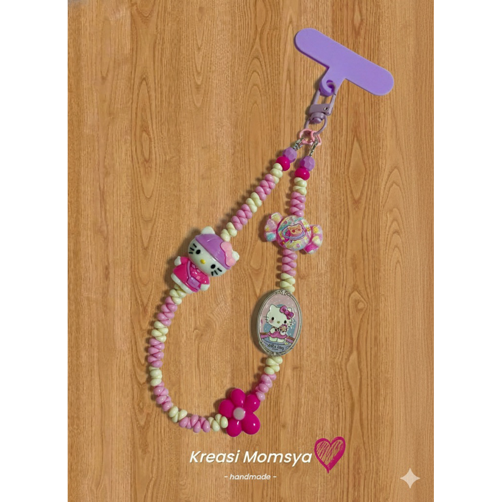 MOMSYA Phone Strap Hello Kitty / Phone Charm Gantungan Kunci Multifungsi Hello Kitty