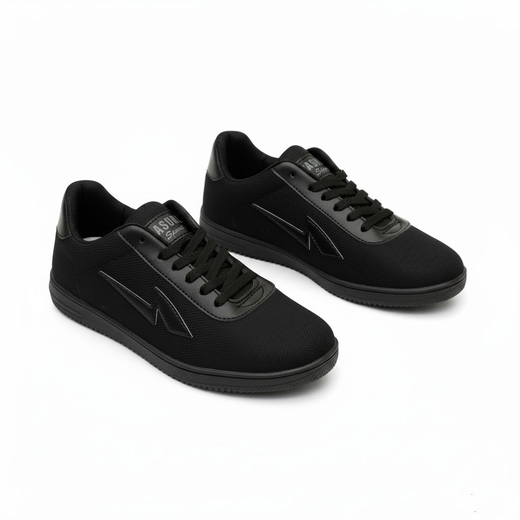 Sepatu Sekolah Pria Wanita SD SMP SMA Hitam Sneakers Fashion Canvas