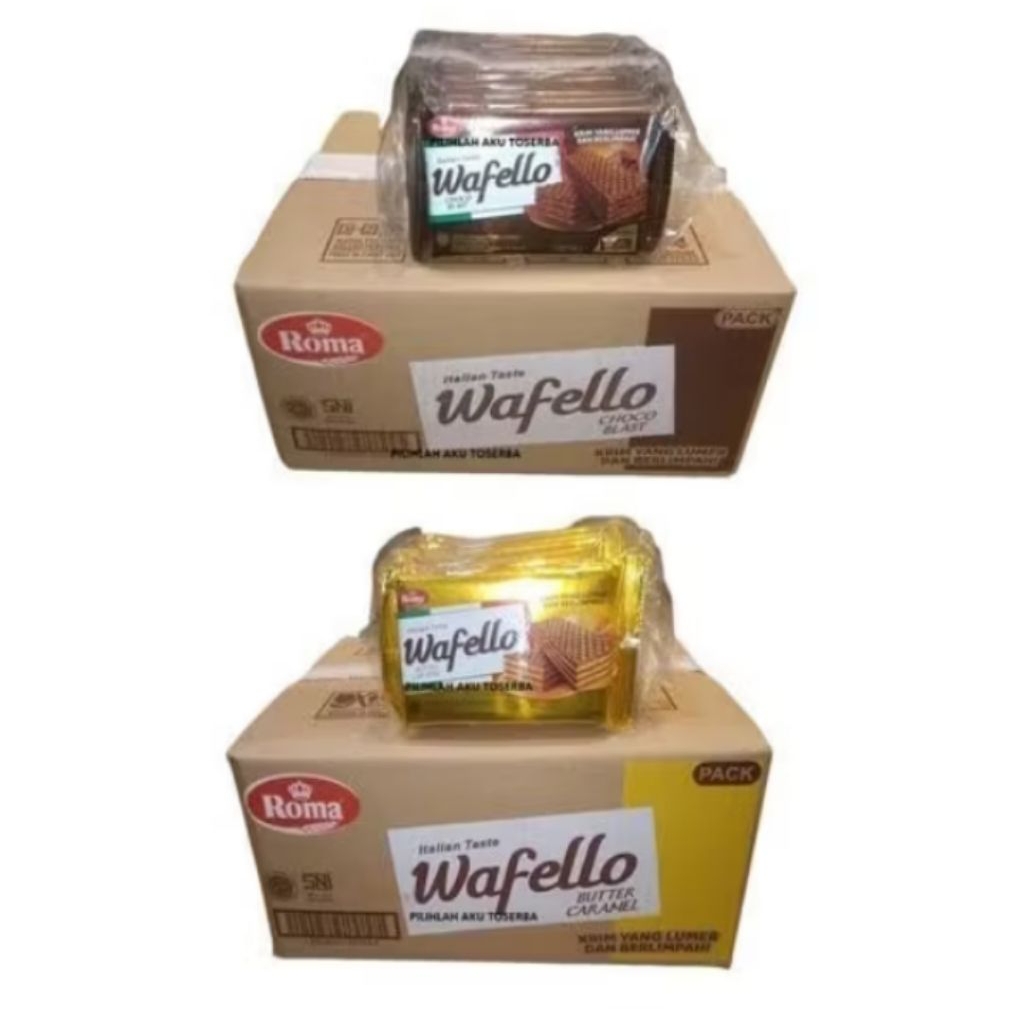 1 dus isi 60 pcs wafello wafer renceng 2000 rasa coklat/karamel/krim durian harga murah grosir bisa 