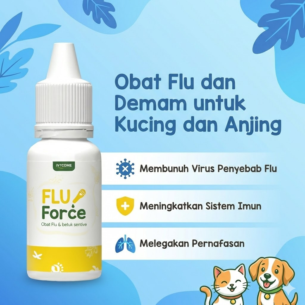 FLU FORCE OBAT KUCING ANJING KELINCI SAKIT FLU DEMAM BERSIN BATUK PERKUAT IMUN DAYA TAHAN TUBUH