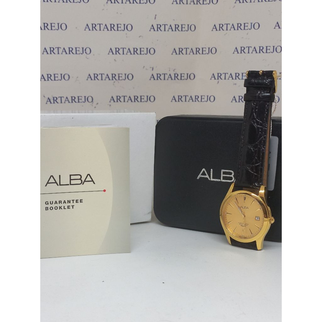 JAM TANGAN PRIA ALBA AHL64X1 KULIT HITAM GOLD